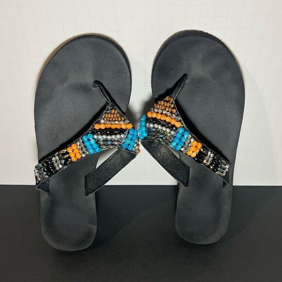 Womens Embellished T Strap Flip Flip Sandals / Size 9.5 - Picture 5 of 7